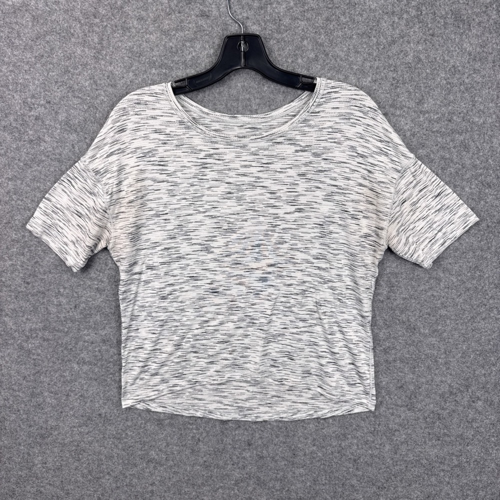 Lululemon Short Sleeve Space Dye Top Black White Relaxed Fit Activewear